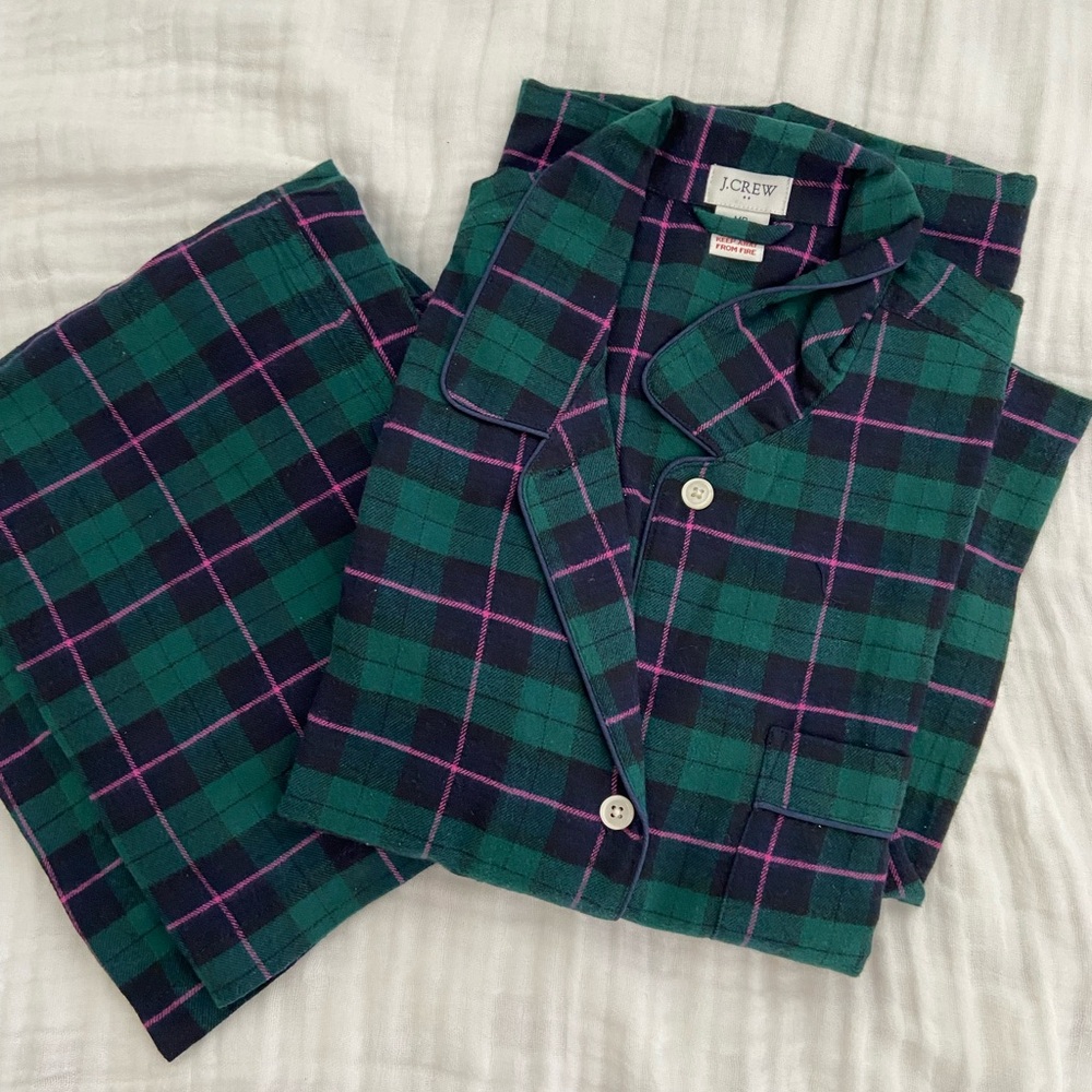 J. Crew green plaid flannel pajama set